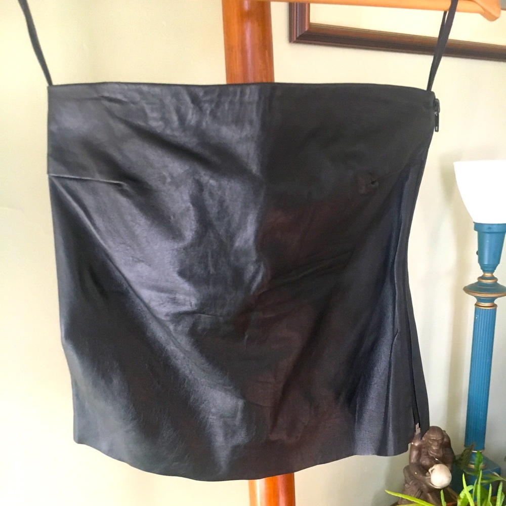 Lambskin Leather Strapless Top